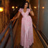 Floral Print Puff Sleeve V Neck Ruffle Tie Maxi Dress