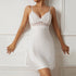 Womens Satin Lace Cutout Short Slip Nightdress