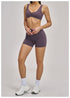 Womens Ruched Halter Sports Bra High Waist Shorts Set