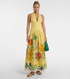 Halter Neck Plunge Linen Look Beach Dress