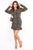 Glitter Ruched Long Sleeve Frill Mini Dress