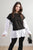 Side Tie Contrast Long Sleeve Knit Frill Top