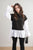 Side Tie Contrast Long Sleeve Knit Frill Top