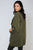 Roll Tab Sleeve Drawstring Waist Open Front Trench Coat Jacket