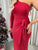 One Shoulder Wrap Front Glitter Midi Dress