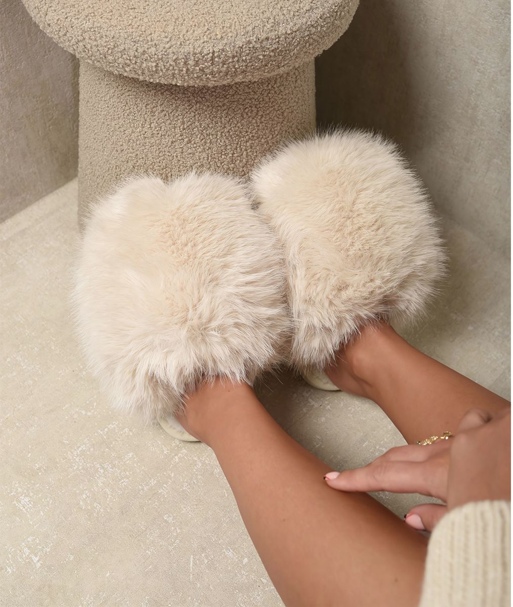 Fluffy Faux Fur Winter Sandals – The Alley Online