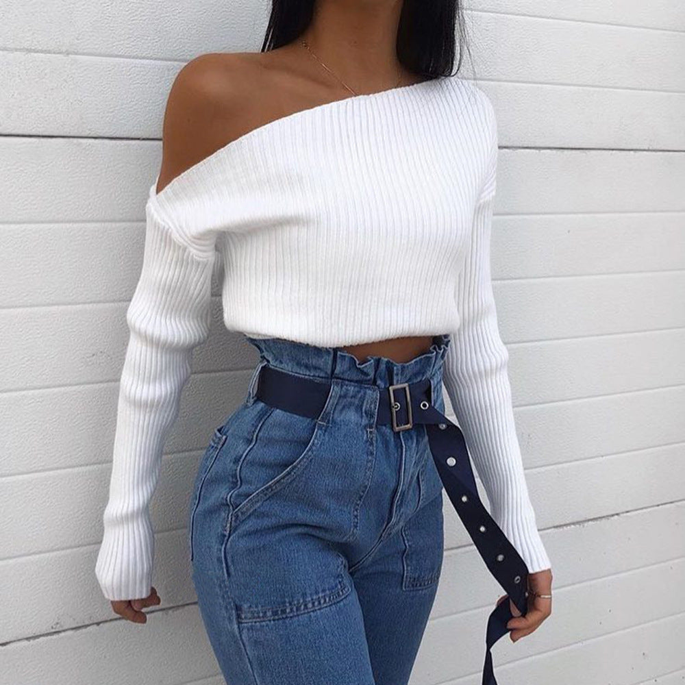 Bardot Slim-Fit Long-Sleeved White Knitted Jumper