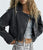 Distressed Effect Faux Leather Motorcycle Jacket Coat