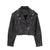 Distressed Effect Faux Leather Motorcycle Jacket Coat
