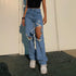 Street Style Ripped High Waist Denim Jeans