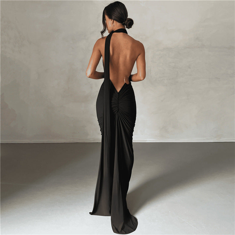 Backless Halter Sheath Slim Fit Maxi Dress – The Alley Online