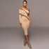 Mesh Panel Midi Dress