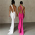 Backless Halter Sheath Slim Fit Maxi  Dress