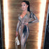 Abstract Slimming Tie Waist Maxi Dress