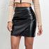 High Waist  Asymmetric Faux Leather Skirt