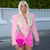Pink Low Cut Blazer Bodysuit