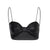 Black Faux Leather Strappy Bow Crop Top Bralette
