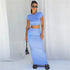 Solid Cropped T Shirt High Waist Sheath Skirt Set