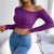 Asymmetrical Off The Shoulder Long Sleeve Cropped Knitted Sweater
