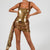 Gold Sequin Drape Mini Dress
