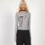 Grey Round Neck Two Tone Bow Sweater