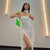 3D Mesh Sheer Ruffle Dress With Rosette