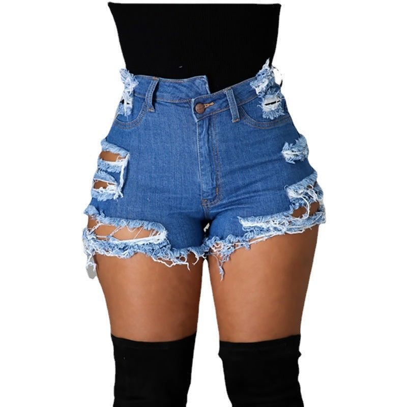 High Rise Extreme Ripped Jean Shorts