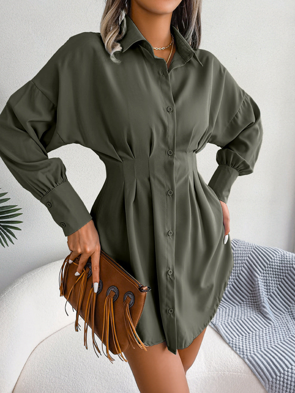 Cinched Waist Shirt Dress The Alley Online Cinched Waist Shirt Dress The Alley Online