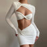 Two Piece Cutout Long Sleeved Asymmetric Dress